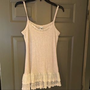 Lace layered hem Anthrologie tank